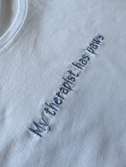 tshirt ricamata, my therapist has paws, fureverstitch, ricamo