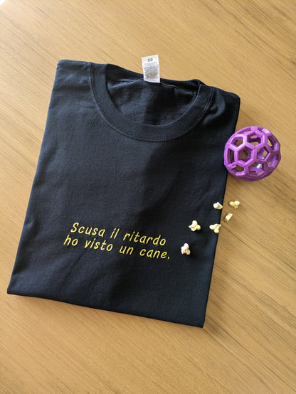 t shirt ricamata, frase cane, t shirt ricamata cane